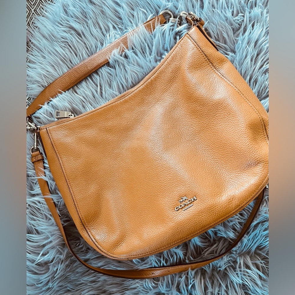 Authentic Coach Tan Leather Crossbody Bag